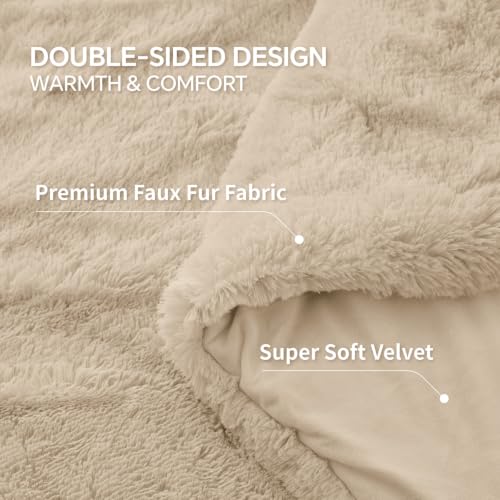 Beige Fluffy Comforter Set Twin