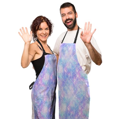 Garden Apron for Men Mermaid Galaxy Vintage Aprons for Women for Kitchen Cooking Restaurant BBQ Painting Crafting Gardening 27”