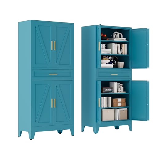 71 "Farmhouse Metal Filing Cabinet with a Drawer and 4 Adjustable Shelves