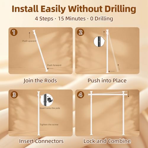 Room Divider No Drilling Curtain Rod Wall Divider for Room Separation
