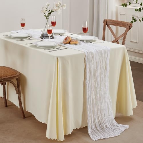 6 Pack White Cheesecloth Table Runner 35×120Inch Fall Boho Gauze Home Decor (21.12 Ounce)