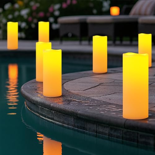 10"x4" Large Waterproof Outdoor Flameless Candles with Remote Timer (2 Count)