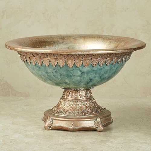 Cambria Aqua Marbled Traditional Centerpiece Pedestal Bowl Table Decoration Centerpiece Bowl Only