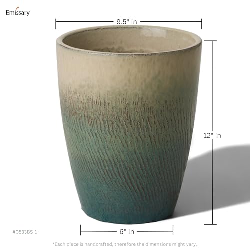 Emissary Bullet 9.5 in. Bayside Green Ceramic Round Planter