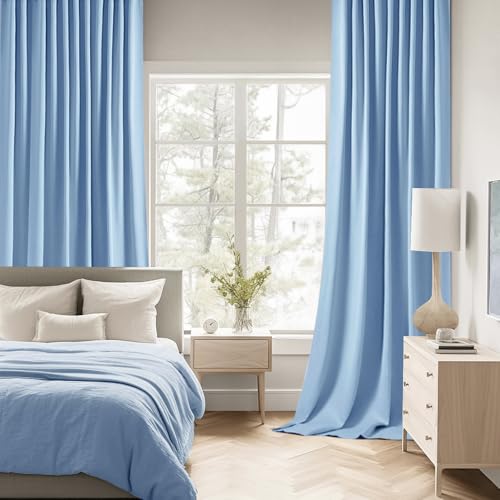 Sky Blue Back Tab Blackout Curtains 52x84 Inch Length 2 Panels Set (2 Count)