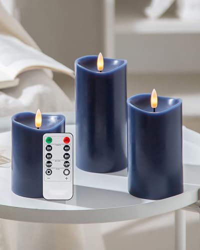 Navy Blue Flameless Candles (3 Count)