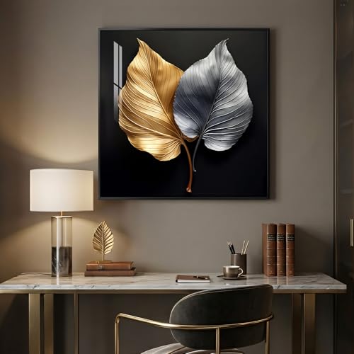 Framed Modern Gold and Silver Elegant Luxury Wall Art Decor