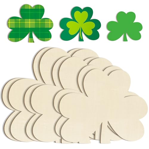 Large Size Wooden Shamrock St. Patrick's Day Ornaments to Paint (6 Count)