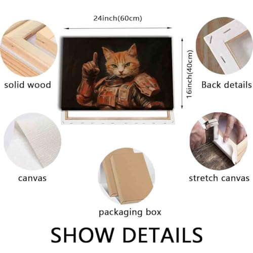 Fallout Inspired Orange Cat in Armor Aesthetic Canvas 16x24inch framed