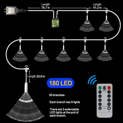 8 Pack Firework Lights 180 Led Copper Wire with 8 Models Power Supply Remote Control Waterproof Outdoor Hanging for Decor Garden Party Christmas (16 Ounce)