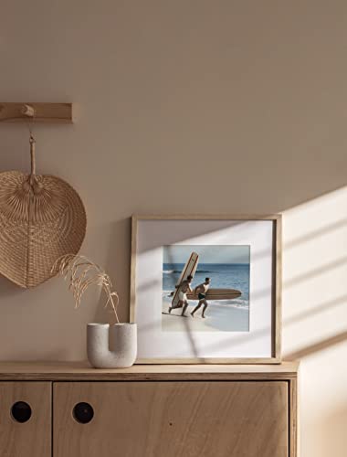Beige Oak Wood 12x12 Picture Frame Matted to 8x8