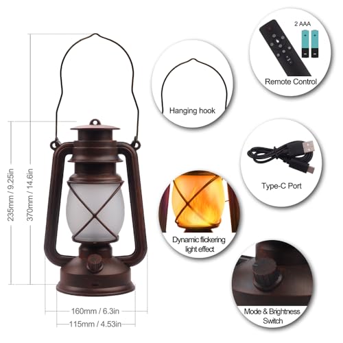 USB Rechargeable Lanterns 2 Pack with Remote Control 4 Modes Lights (2 Count)