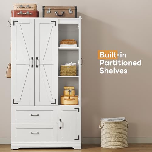 Armoire Wardrobe Closet 71" with 4 Doors & 2 Drawers