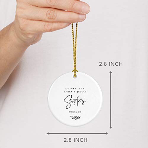 Personalized Best Friends Sorority Sisters Round Ceramic Porcelain Christmas Ornament Keepsake Collectible Gift
