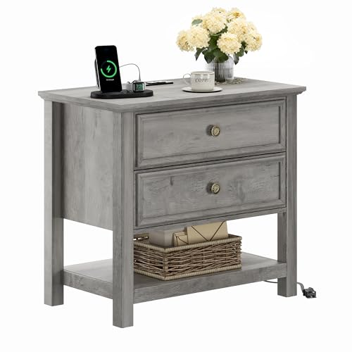 Large Nightstand with Charger Station