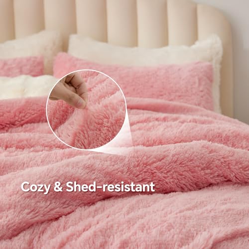 Pink Fluffy Comforter Set King