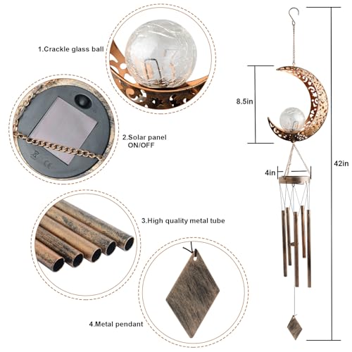 Moon Wind Chimes Solar Outdoor