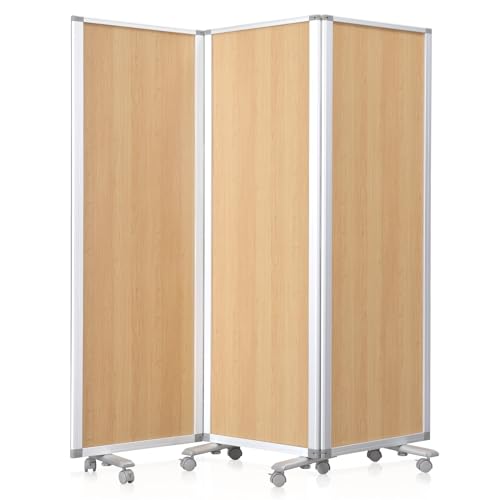 SWANCROWN Office Partitions 71x71 in 3 Panel Room Dividers on Wheel
