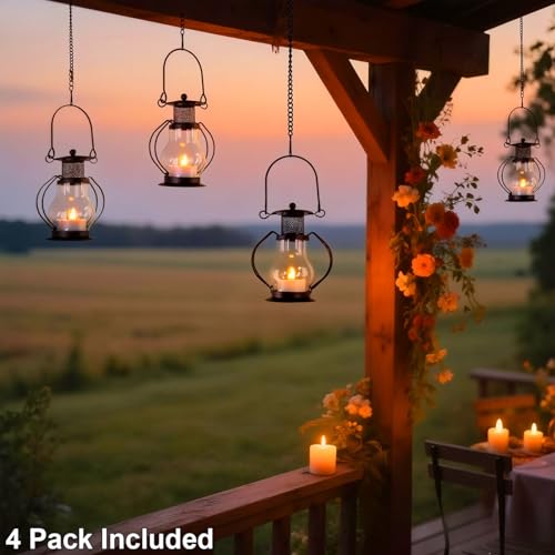 Solar Hanging Lanterns Outdoor Waterproof (4 Count)