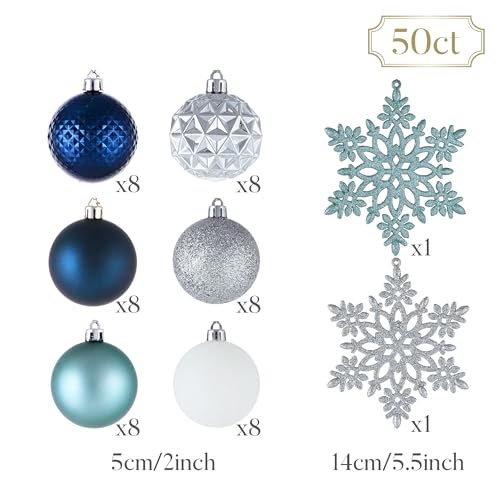 50ct Christmas Tree Decorations Ball Ornaments 2 Inches (50 Count)