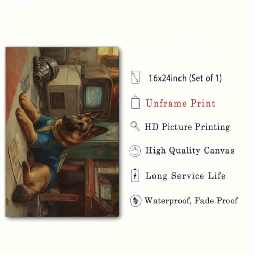 German Shepherd Poster Animal Portrait Wall Art Vintage Animals Wall Art Cute Dog Poster Funny Dog Paintings German Shepherd Poster Modern Abstract Living Room Decor 16x24inch No Frame