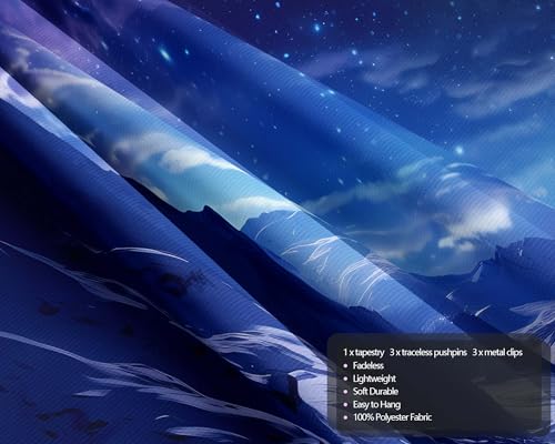 Winter Tapestry Wall Hanging Snow Scene Backdrop Snow Mountain Wall Decor Blue Nature Landscape Snowy Large Tapestry for Bedroom Room Dorm