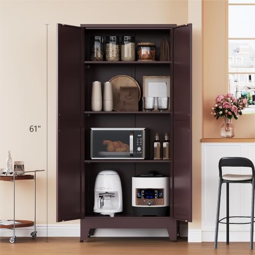 61" Tall Farmhouse Metal Pantry Cabinet