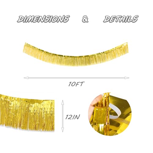 Gold Foil Fringe Garland 10FT 6packs for Parade Float Decorations (6 Count)