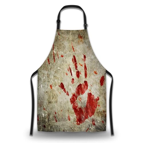 Baking Apron for Women Bloody Handprint Grungy Wall Kitchen Aprons for Men for Kitchen Cooking Restaurant BBQ Painting Crafting 27”