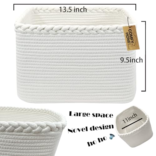 Cotton Rope Woven Basket with Handles for Shelves