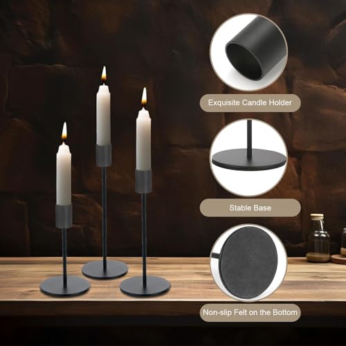 Black Candlestick Holders Bulk for Taper Candles Decorative Metal Candelabra Candle Holders Fit 0.8 Inch Diameter Candles Gold Taper Candle Stands for Wedding Home Party Table Decor (54 Count)
