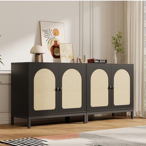 Rattan Sideboard Buffet Cabinet Set of 2 (2 Count)