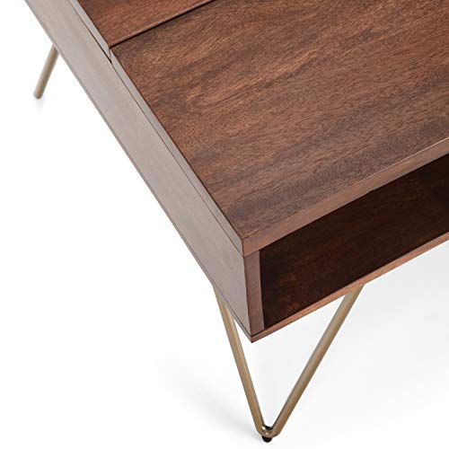 Hunter 48" Wide Solid Mango Wood Coffee Table in Umber Brown