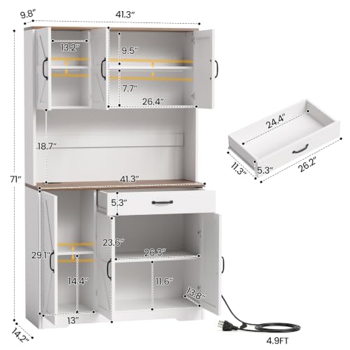 71" Pantry Cabinet with Charging Station