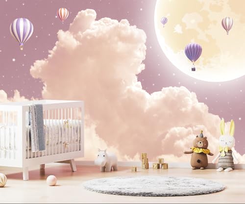 Pink Purple Cloud Wallpaper Mural Peel and Stick for Girl's Bedroom