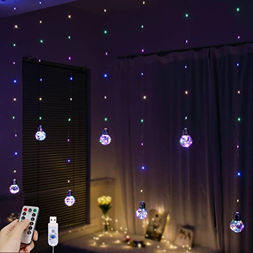 Wishing Ball Curtain Lights 200 LED Window Curtain String Light with Remote