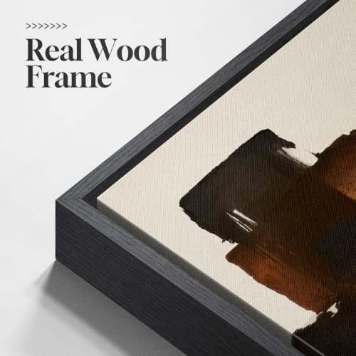 Extra Large Framed Brown Black Abstract Wall Art for Living Room