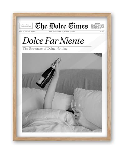 Small 8x10in Dolce Far Niente Framed Newspaper Wall Art
