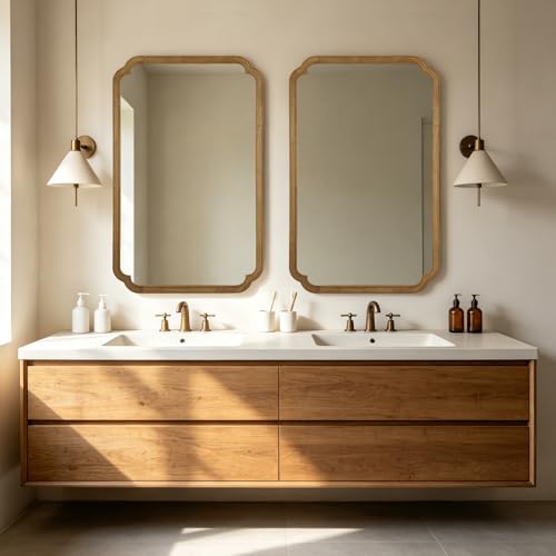 30" x 48" Wood Bathroom Mirror for Wall Mounted