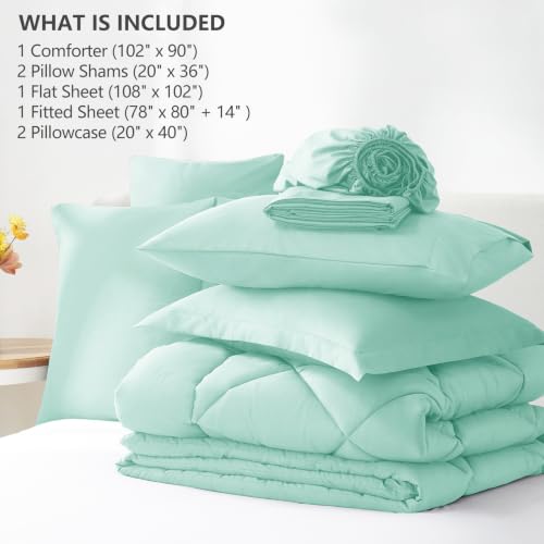 King Comforter Set 102"x90" Mint Green