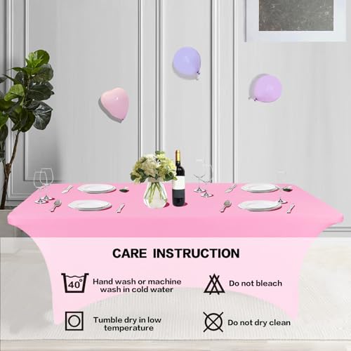 4FT Table Cloth for Rectangular Spandex Pink Table Cover