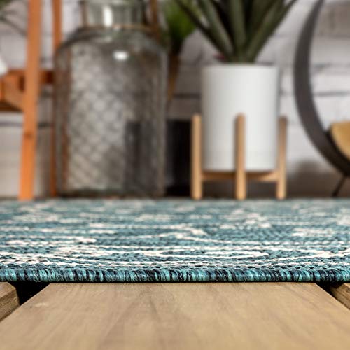Vintage Filigree Indoor Outdoor Area Rug 5X8 Teal
