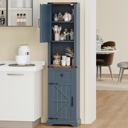 66" Tall Farmhouse Bathroom Storage Cabinet with Barn Doors