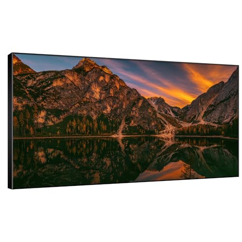 30"x60" Extra Large Framed Wall Art Majestic Mountain Landscape Reflected in Lake at Sunset for Home Living Room Bedroom Decor