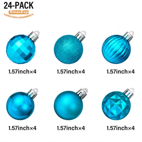 24ct Blue Christmas Ball Ornaments for Tree Decorations (24 Count)