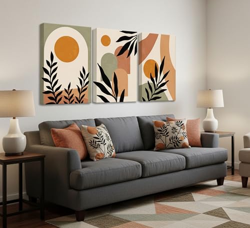 3 Pcs Mid Century Modern Boho Sun Canvas Wall Art 16x24in (3 Count)