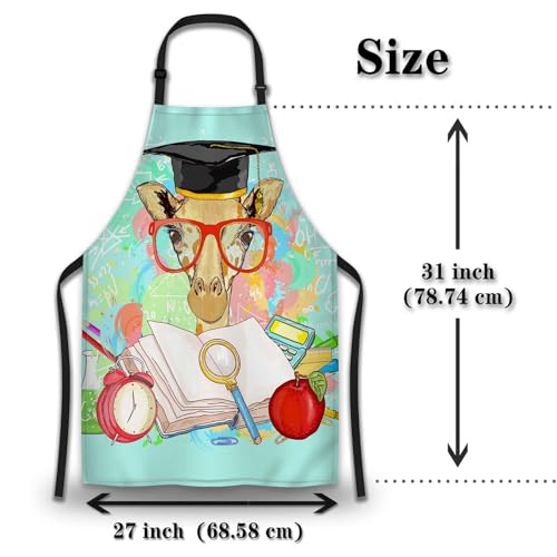 Kitchen Apron for Women Animals Students Giraffe Cooking Aprons for Men for Cooking Restaurant BBQ Painting Crafting Gardening 27”