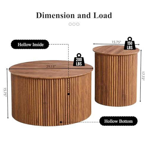 Fluted Round Nesting Coffee Table Set of 2 (2 Count)