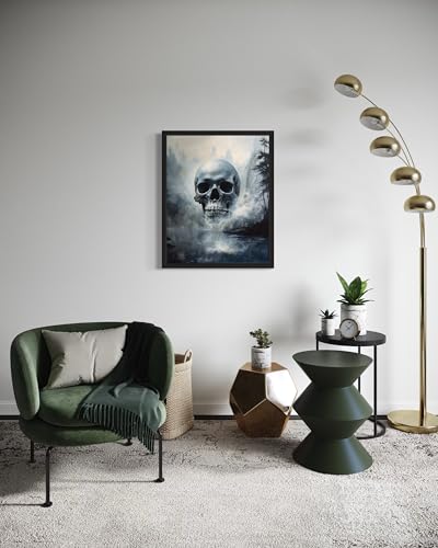 Foggy Skull Black Framed Poster Art Print