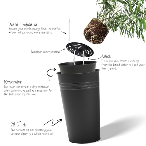 28'' Tall Galvanized Steel Planter Pot (2 Count)